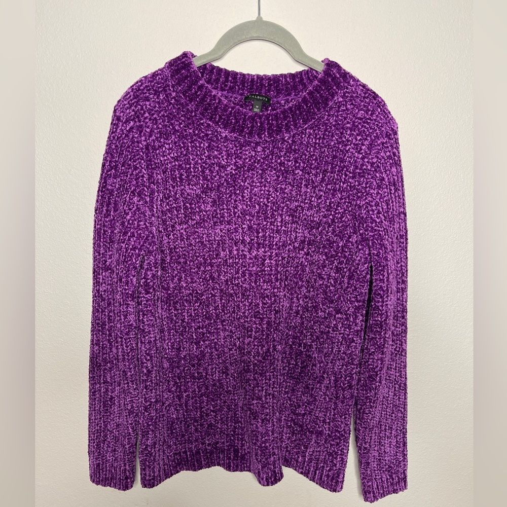 Talbots purple chenille chunky knit sweater
